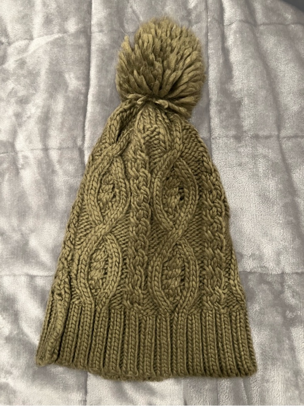 French Connection Pom Pom Olive Green  Knit Hat